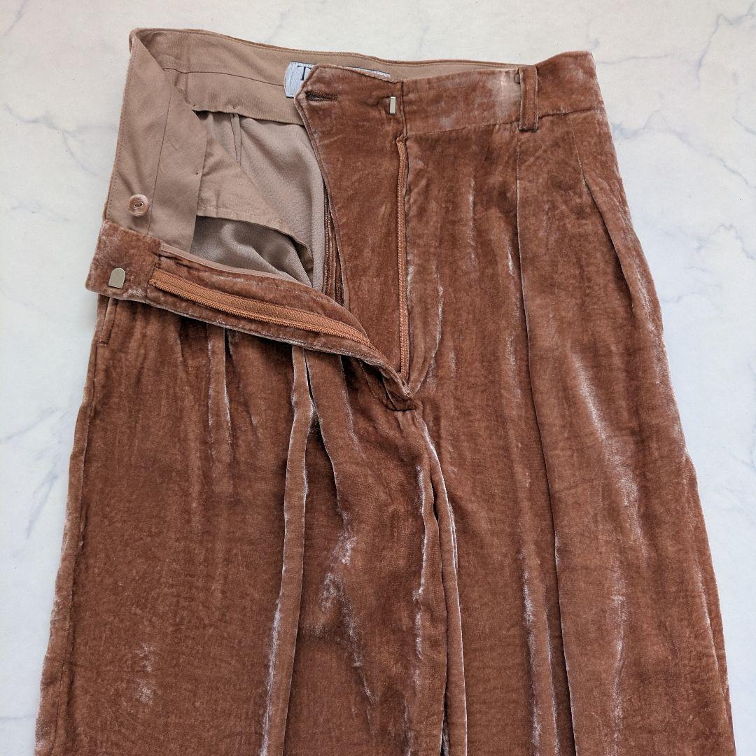 サードマガジン×mikomori シルク混 ベルベットタックパンツ L ピンク