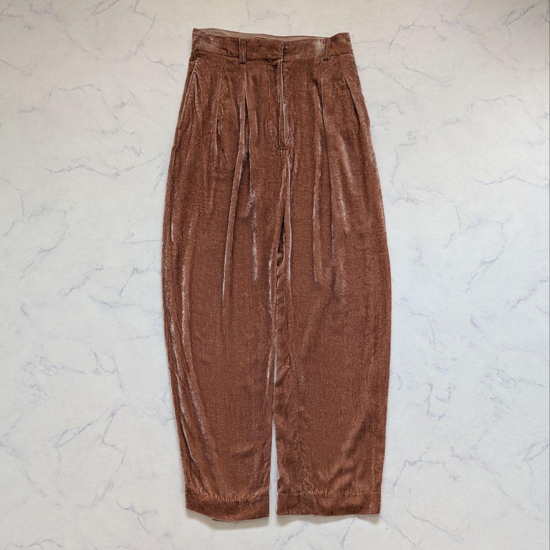 サードマガジン×mikomori シルク混 ベルベットタックパンツ L ピンク