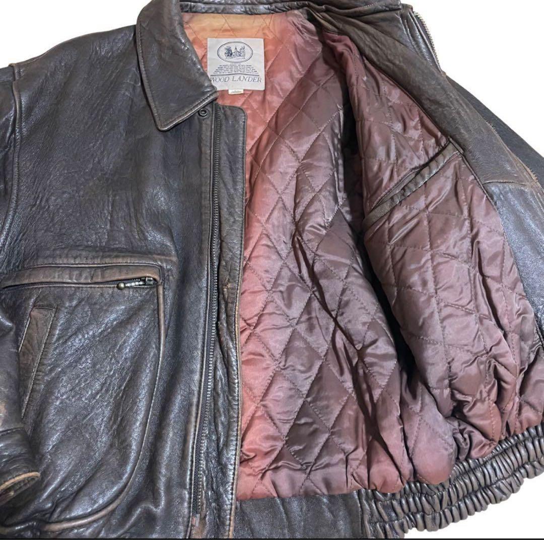 80s A-2 ラムレザー　ボンバージャケット　短丈　茶心