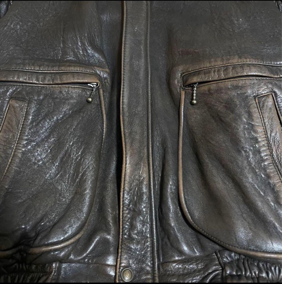 80s A-2 ラムレザー　ボンバージャケット　短丈　茶心