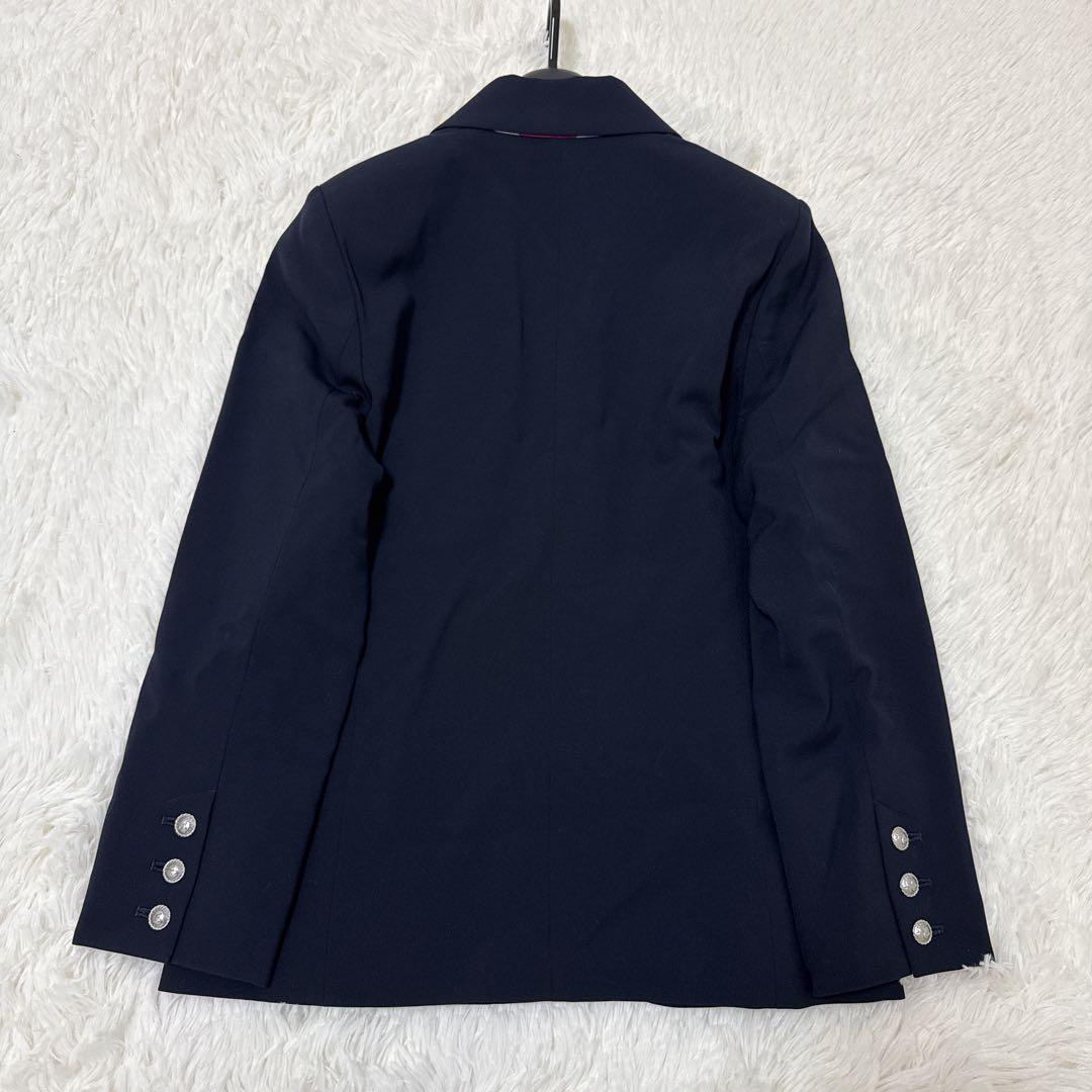 レオナール　テーラードジャケット　裏地総柄　花柄　大きいサイズ42 トリム　紺色