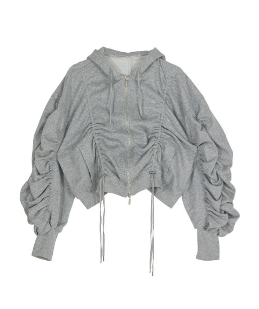 Ameri正規品★VOLUME GATHERED ZIP UP HOODIE