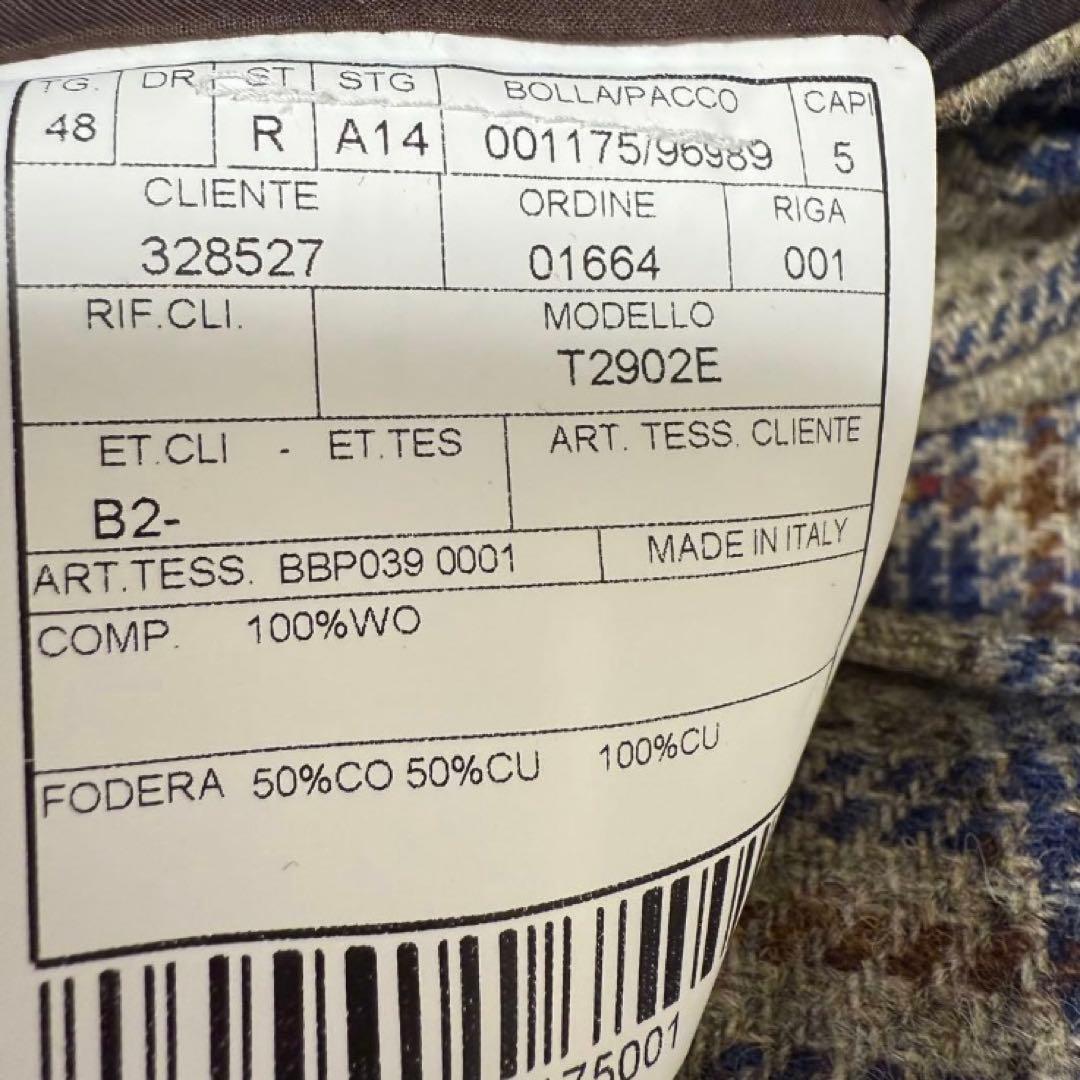 BOGLIOLI ボリオリ ウール100% チェック柄テーラードジャケット 48