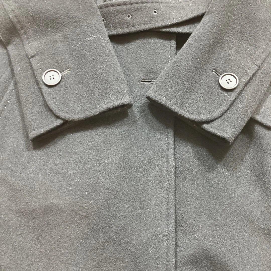 極美品ポールスミスブラック トレンチコートカシミヤ混 マルチストライプ 黒色 L