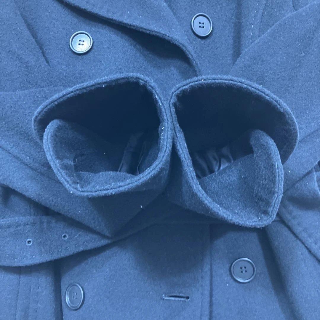 極美品ポールスミスブラック トレンチコートカシミヤ混 マルチストライプ 黒色 L