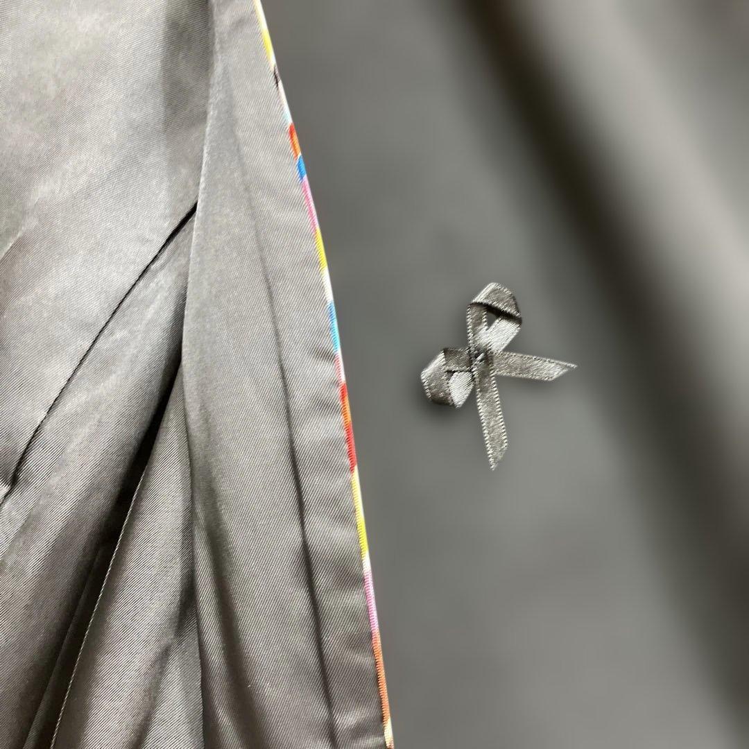 極美品ポールスミスブラック トレンチコートカシミヤ混 マルチストライプ 黒色 L