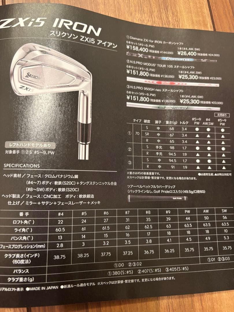 SRIXON zxi5 アイアンセット　5〜9.PW スリクソン　950 neo