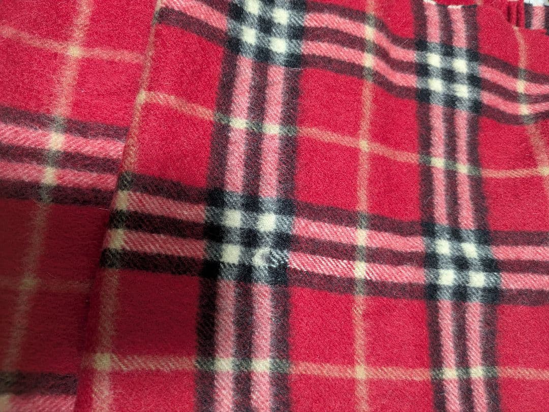 暖かい高級BURBERRY 赤 チェック柄 マフラー