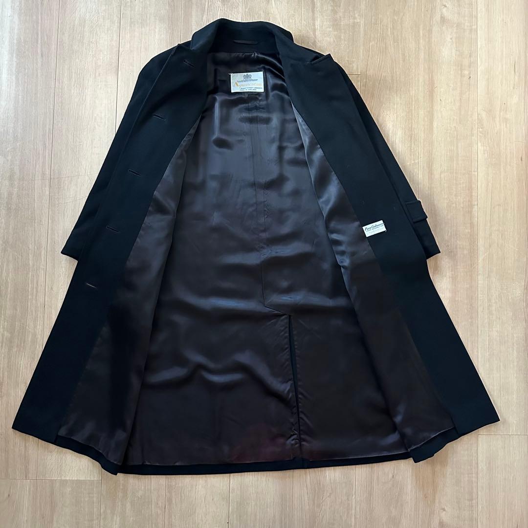 【高級】80s アクアスキュータム バルマカーンコート ブラック カシミヤ