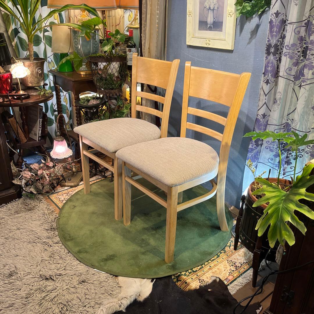 Sale L０　２脚セット　ナチュラルウッド　　ブークレ　ダイニングチェア