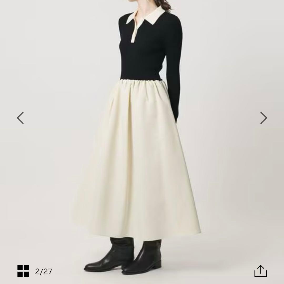 フィットアンドフレア　ポロワンピース　カラー　ブラック　2025AW