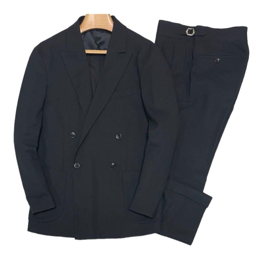 MORLES ピークドラペル ダブルセットアップ スーツ M/S ブラック
