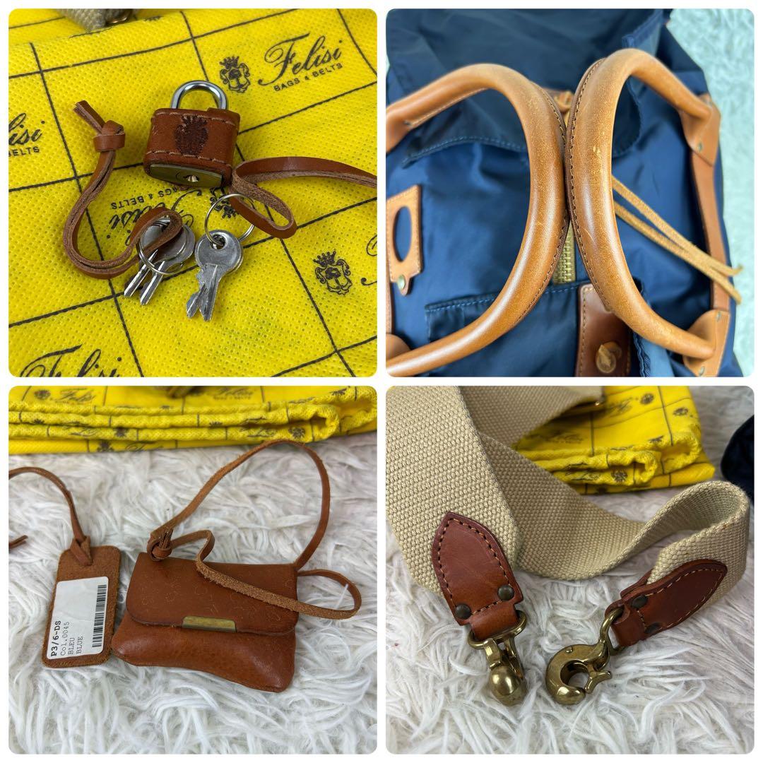 ✨極美品 Felisi フェリージ P3/6 ボストンバッグ 2WAY ネイビー
