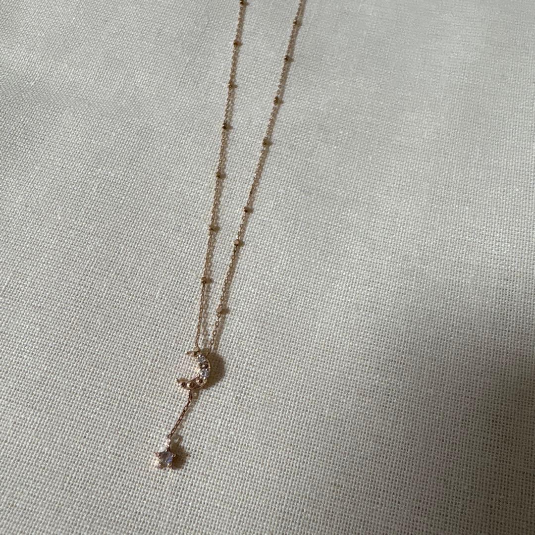 美品k10月と星モチーフ ネックレス