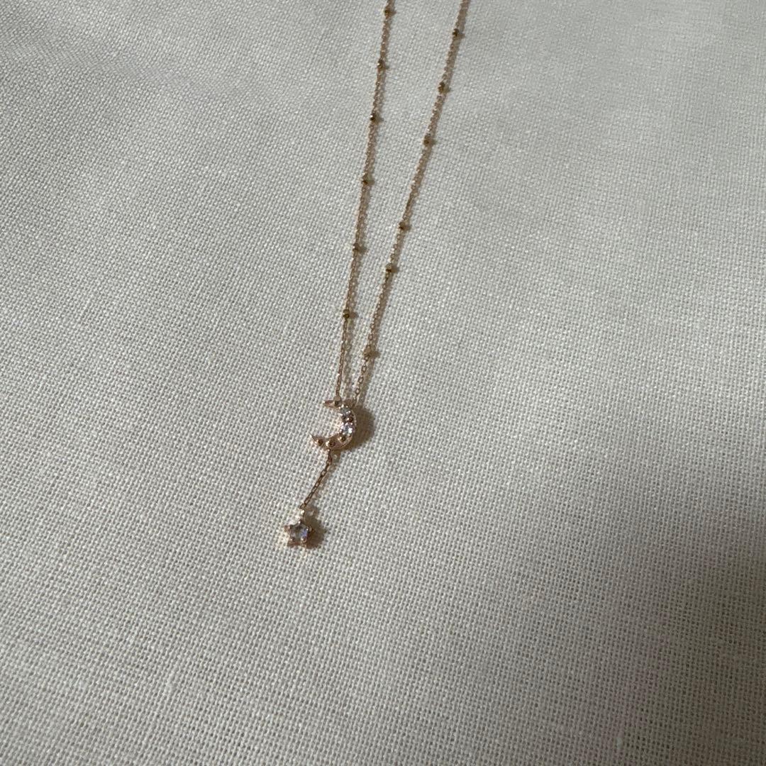 美品k10月と星モチーフ ネックレス