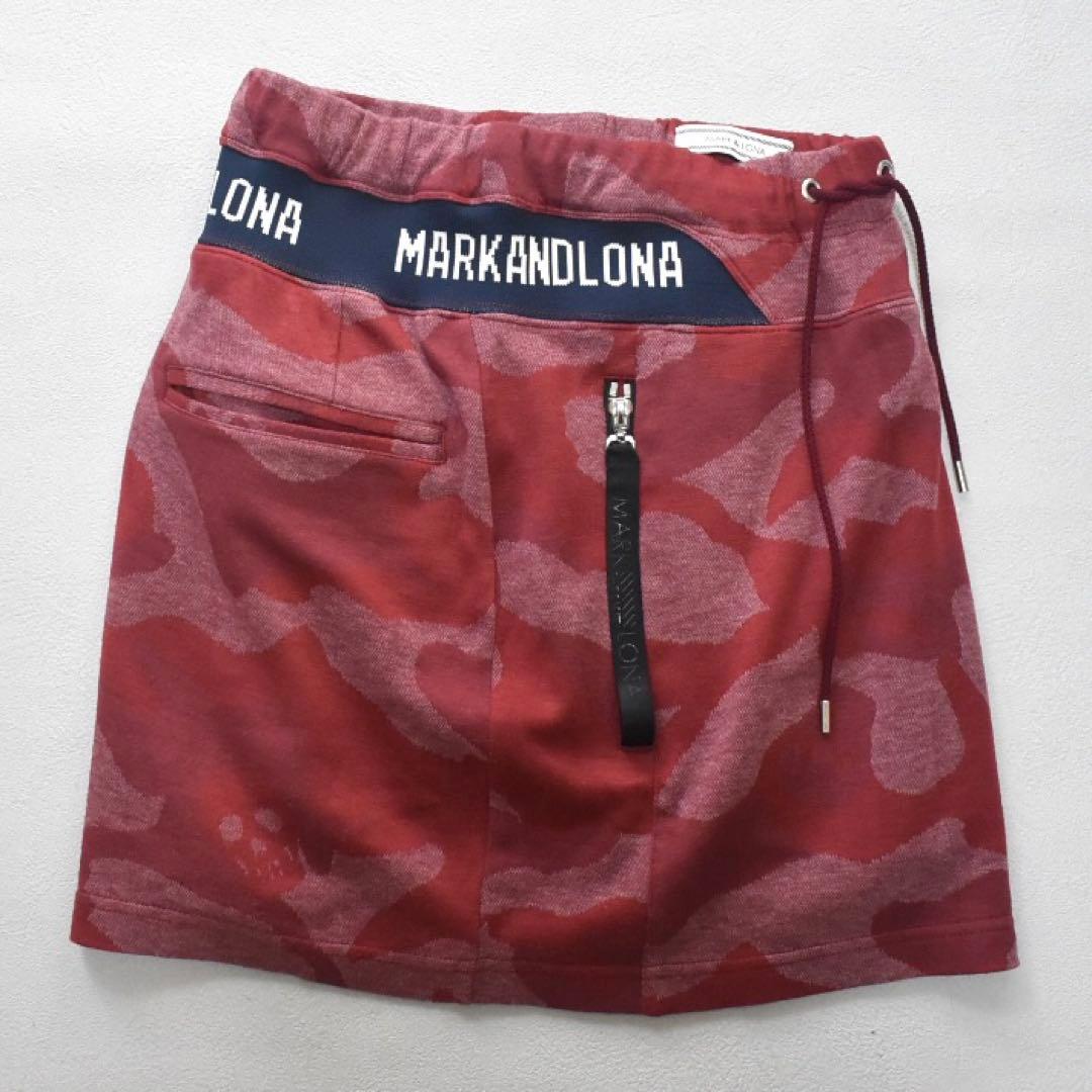 MARK & LONA スウェットスカート 36 カモフラ スカル柄 ロゴリブ