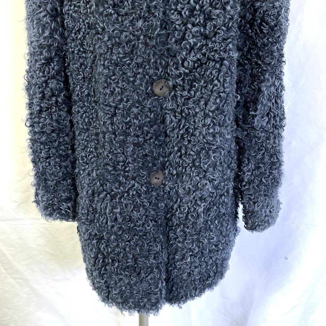 希少 EMBA エンバ ボア ファー コート ブルー