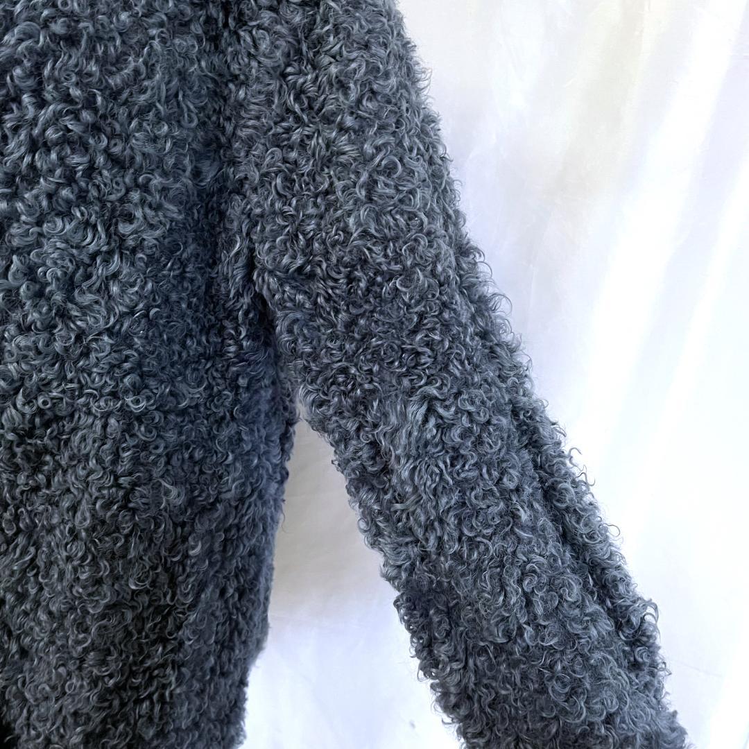 希少 EMBA エンバ ボア ファー コート ブルー