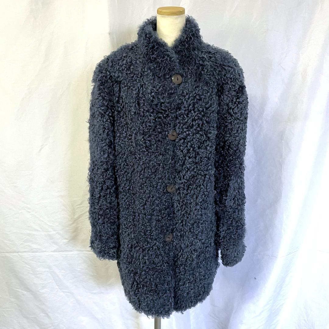 希少 EMBA エンバ ボア ファー コート ブルー