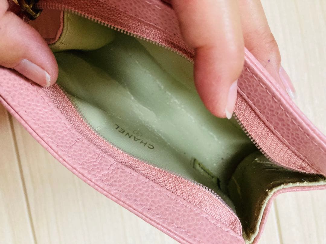 CHANEL シャネル　正規品　ポーチ　キャビアスキン　ピンク