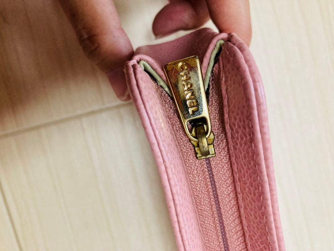 CHANEL シャネル　正規品　ポーチ　キャビアスキン　ピンク