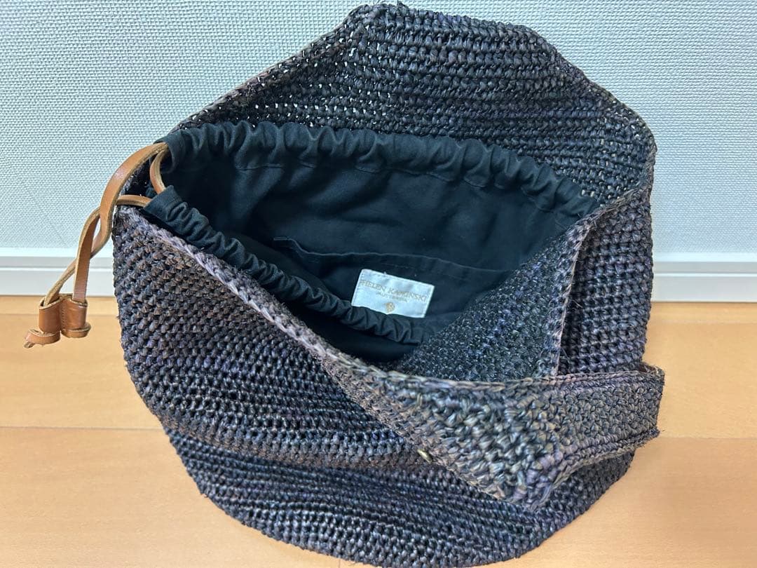 HELEN KAMINSKI ワンショルダーラフィアバッグ ブラウン