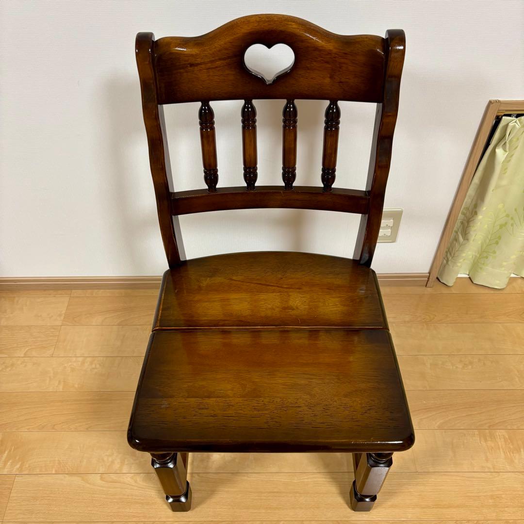 ナガノインテリア 天然木 椅子 ハートマーク ダイニングチェア