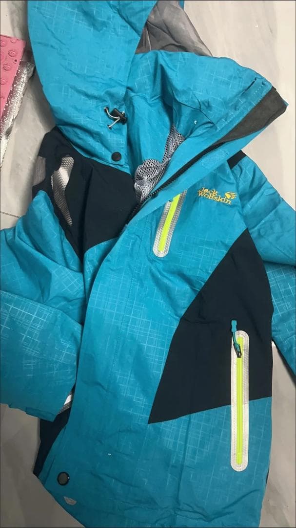 スキー用ジャケット 青/黒 フード付き