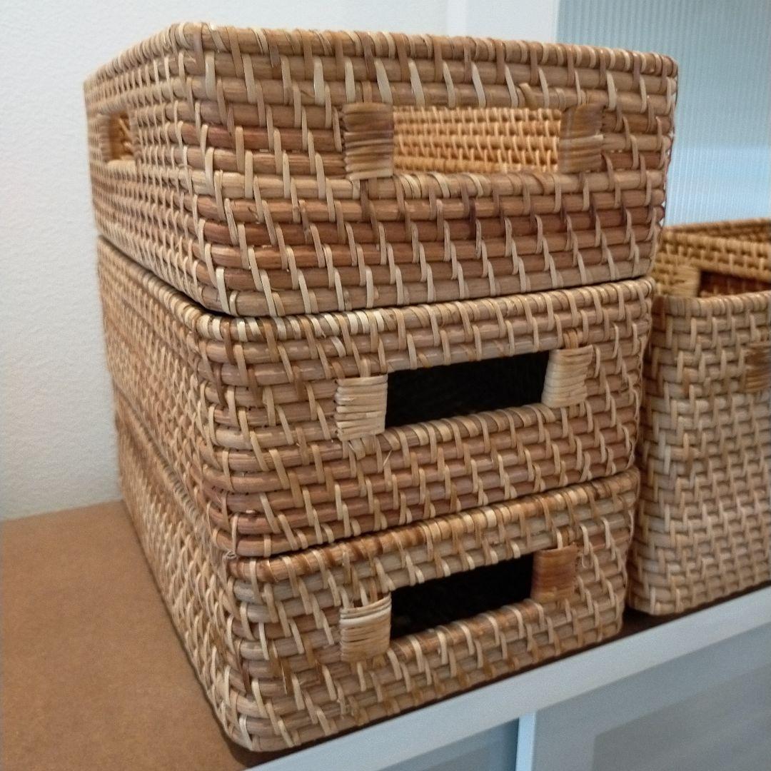 ニトリ　天然素材の収納バスケットセット