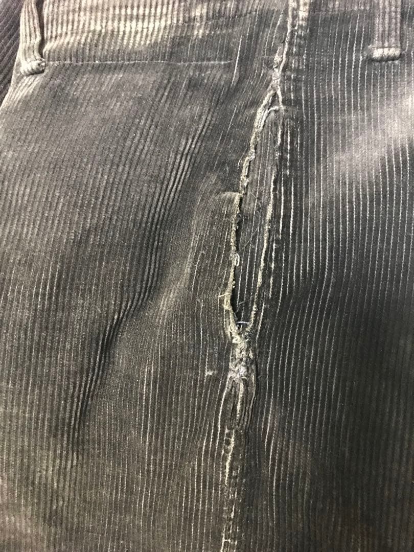 40s ブラック フェード 太畝 黒コーデュロイ ワークパンツ フランス ユーロ