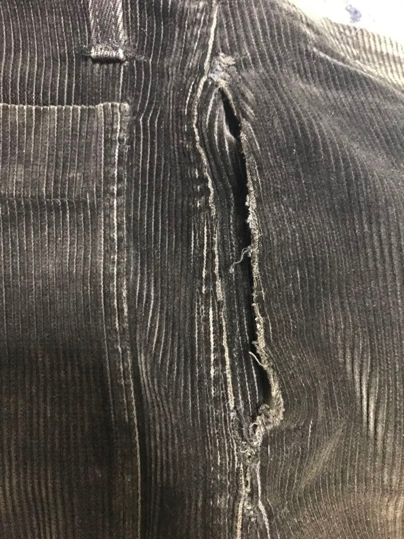 40s ブラック フェード 太畝 黒コーデュロイ ワークパンツ フランス ユーロ