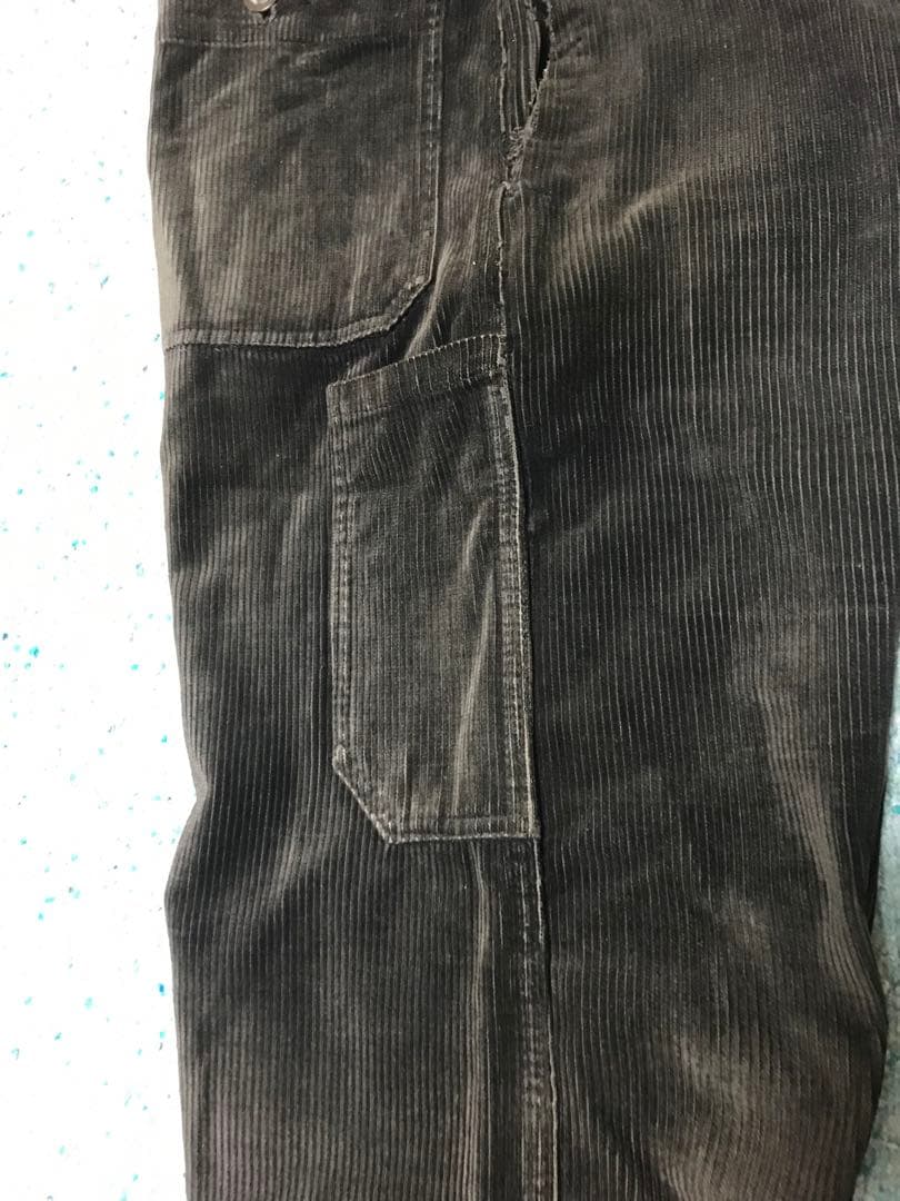40s ブラック フェード 太畝 黒コーデュロイ ワークパンツ フランス ユーロ