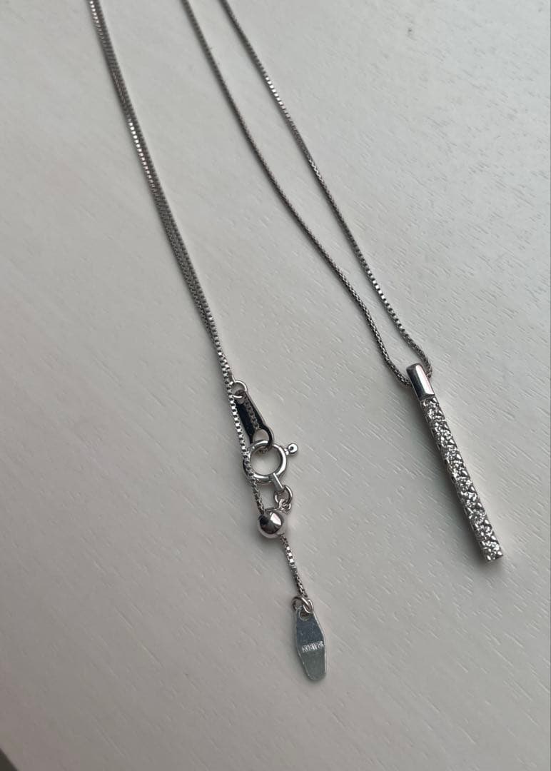 K18WG ダイヤモンド　バーデザイン　45cmネックレス