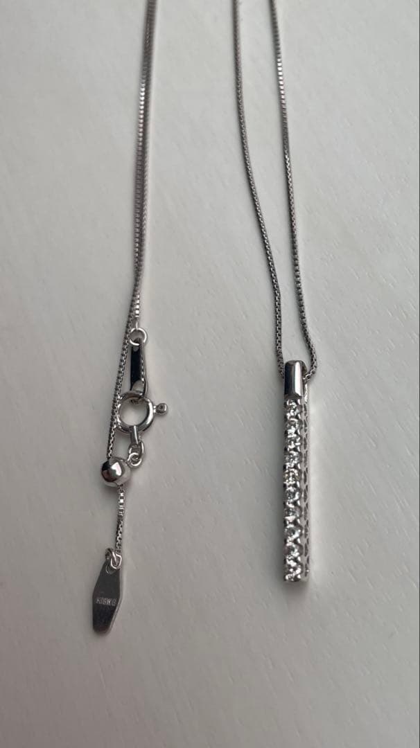 K18WG ダイヤモンド　バーデザイン　45cmネックレス