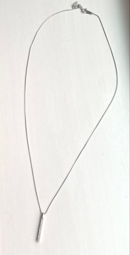 K18WG ダイヤモンド　バーデザイン　45cmネックレス