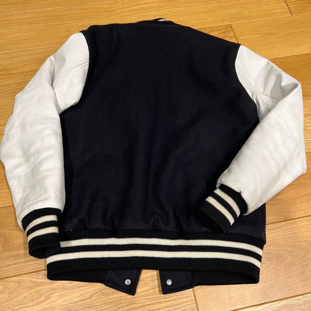 Champion スタジャン ブラック/ホワイト Lウール➕牛革