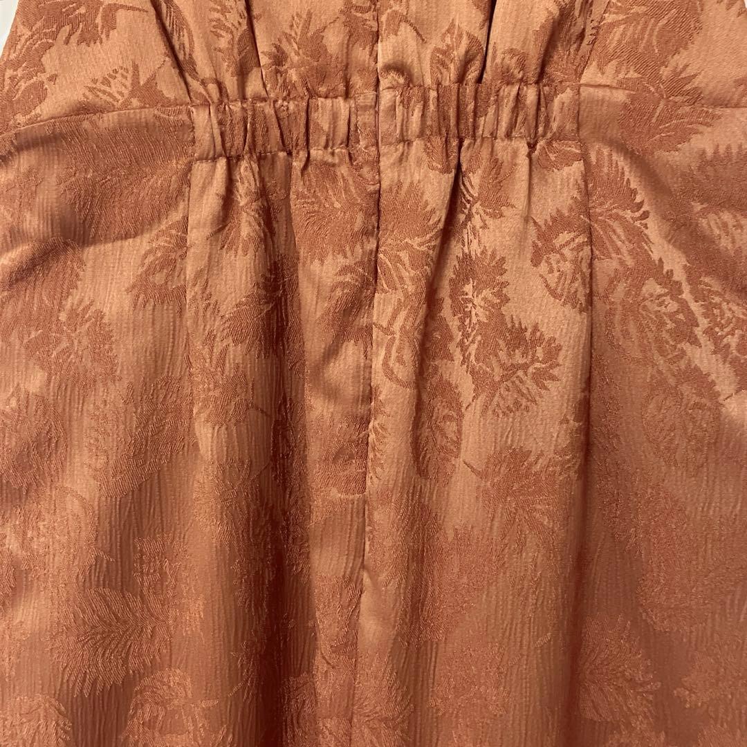 美品　人気　エメ　チュールブラウス付きジャカードIラインパーティードレス　L