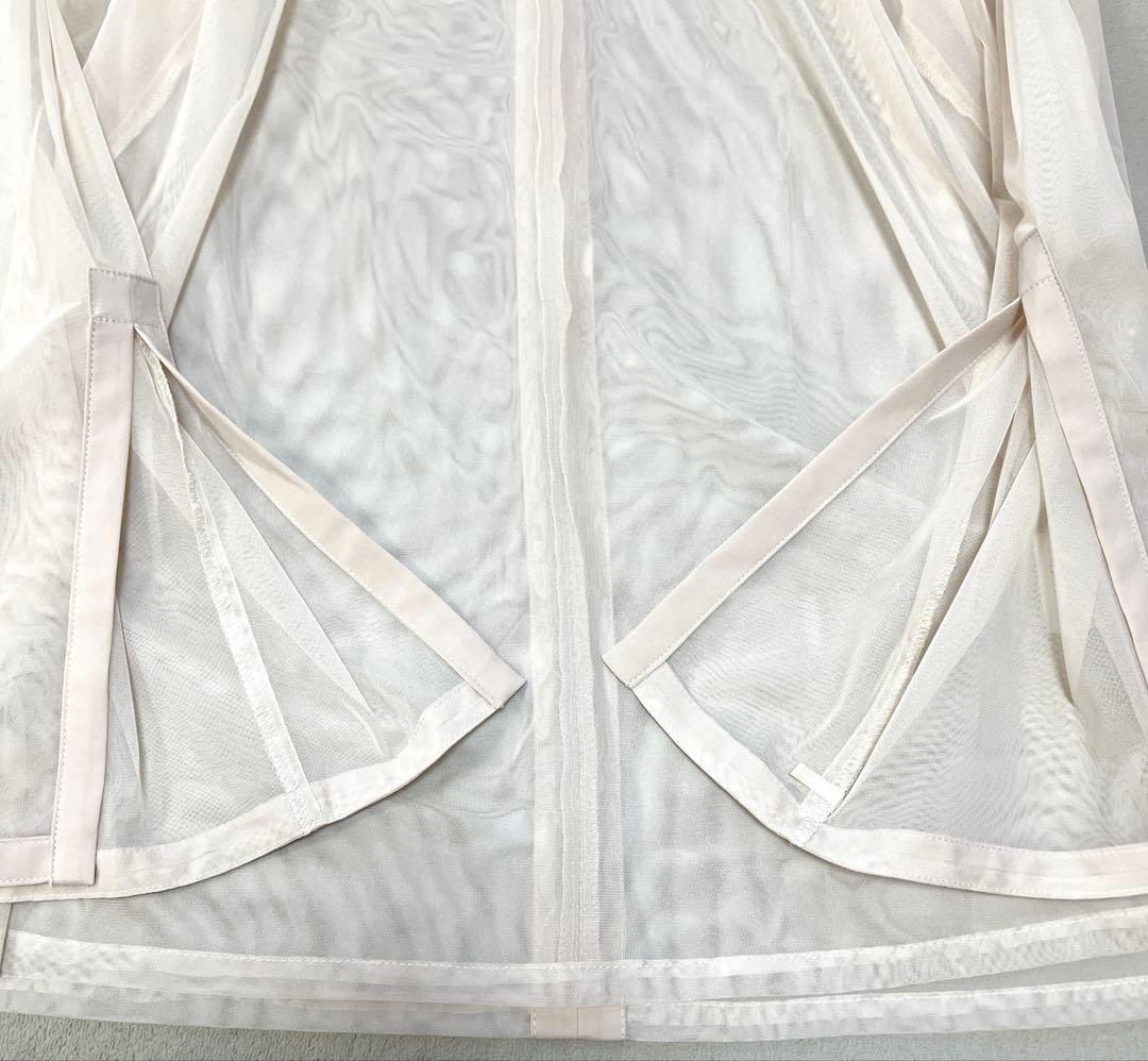 美品　人気　エメ　チュールブラウス付きジャカードIラインパーティードレス　L