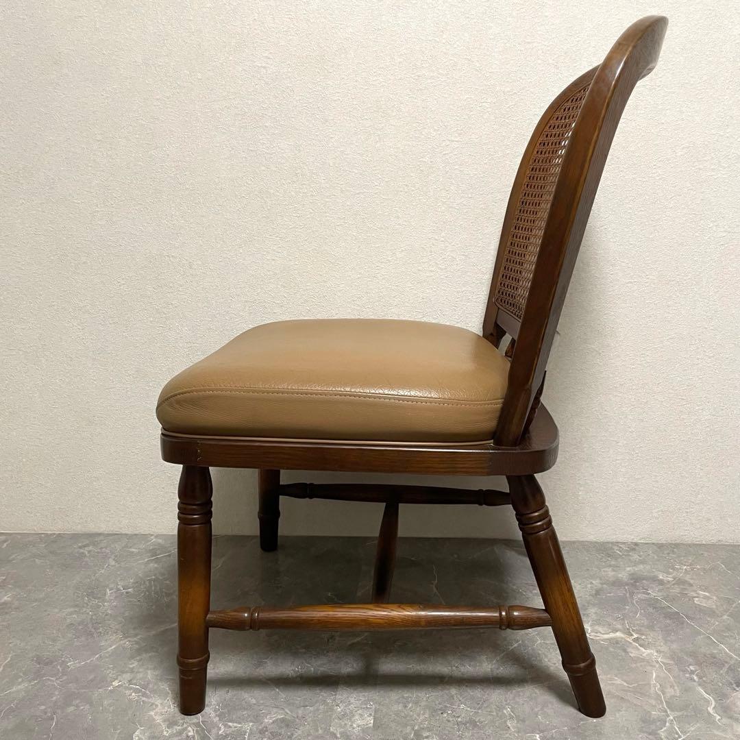 飛騨産業　キツツキ木製ダイニングチェアラタンバックチェア　ヴィンテージ古家具　②
