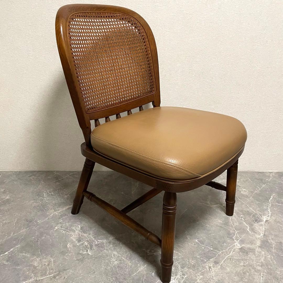 飛騨産業　キツツキ木製ダイニングチェアラタンバックチェア　ヴィンテージ古家具　②