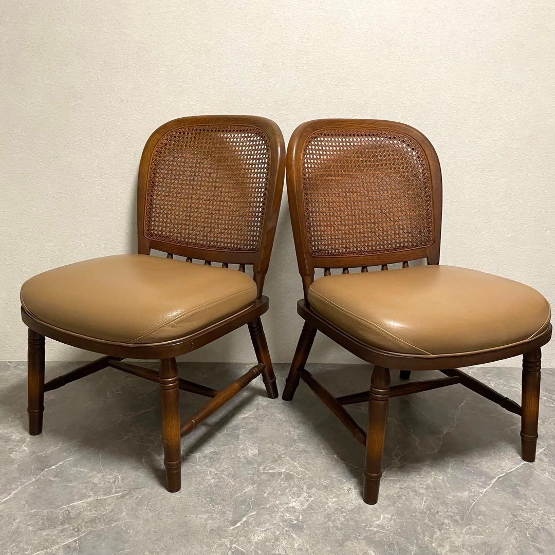 飛騨産業　キツツキ木製ダイニングチェアラタンバックチェア　ヴィンテージ古家具　②