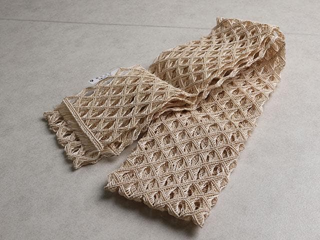 【新品】誉田屋源兵衛 謹製　芭蕉角繋 半幅帯 (生成)