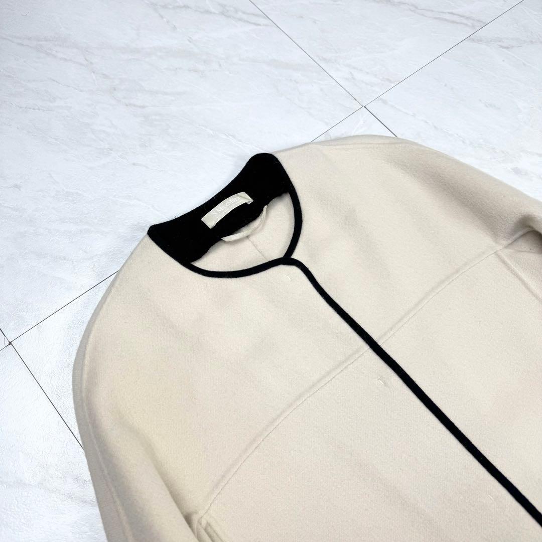 美品 S マックスマーラ クチートアマーノ パイピング ノーカラー ロングコート