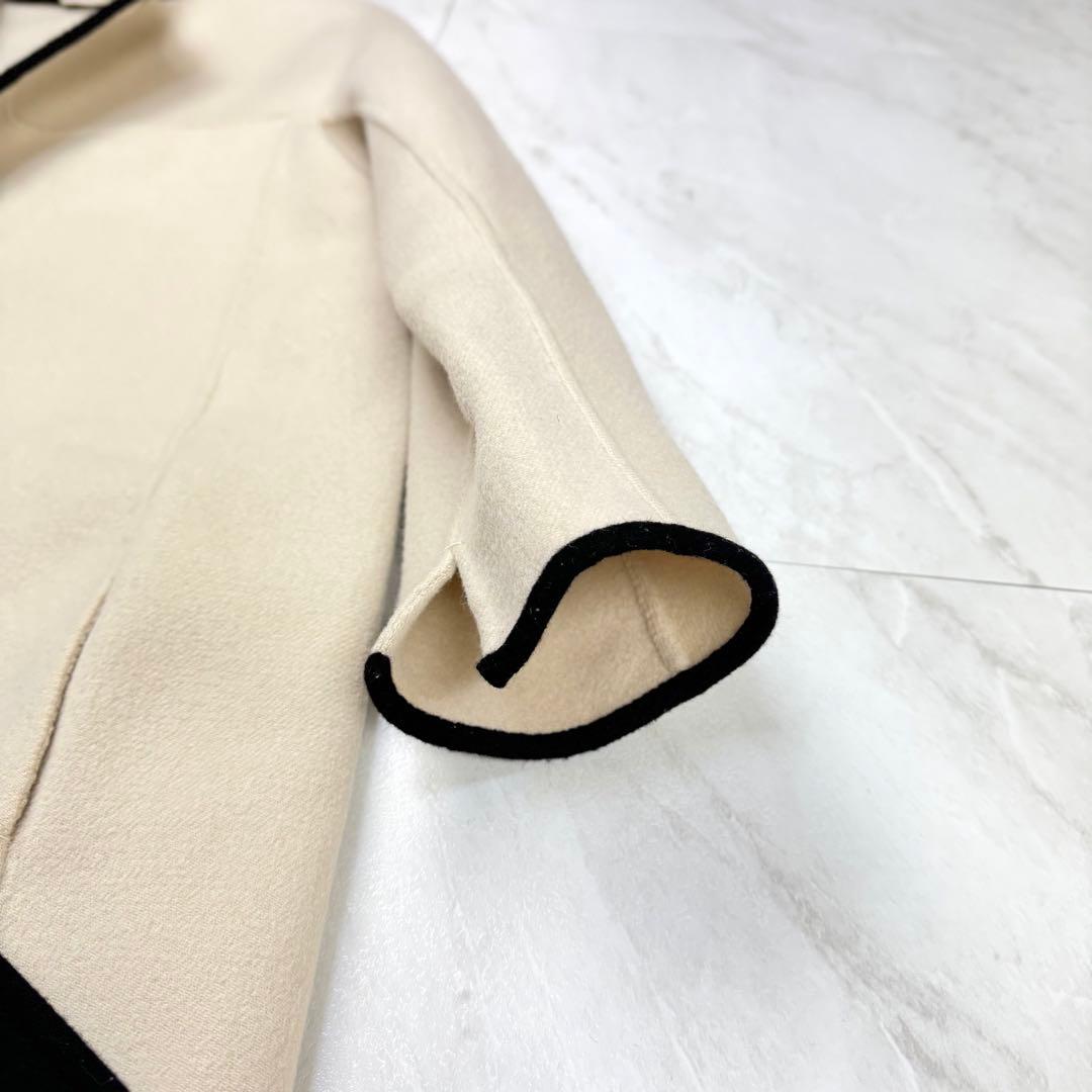 美品 S マックスマーラ クチートアマーノ パイピング ノーカラー ロングコート