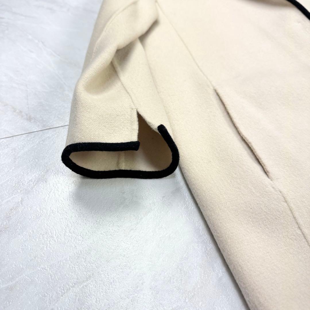 美品 S マックスマーラ クチートアマーノ パイピング ノーカラー ロングコート