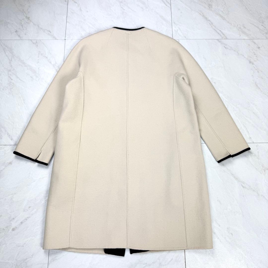 美品 S マックスマーラ クチートアマーノ パイピング ノーカラー ロングコート