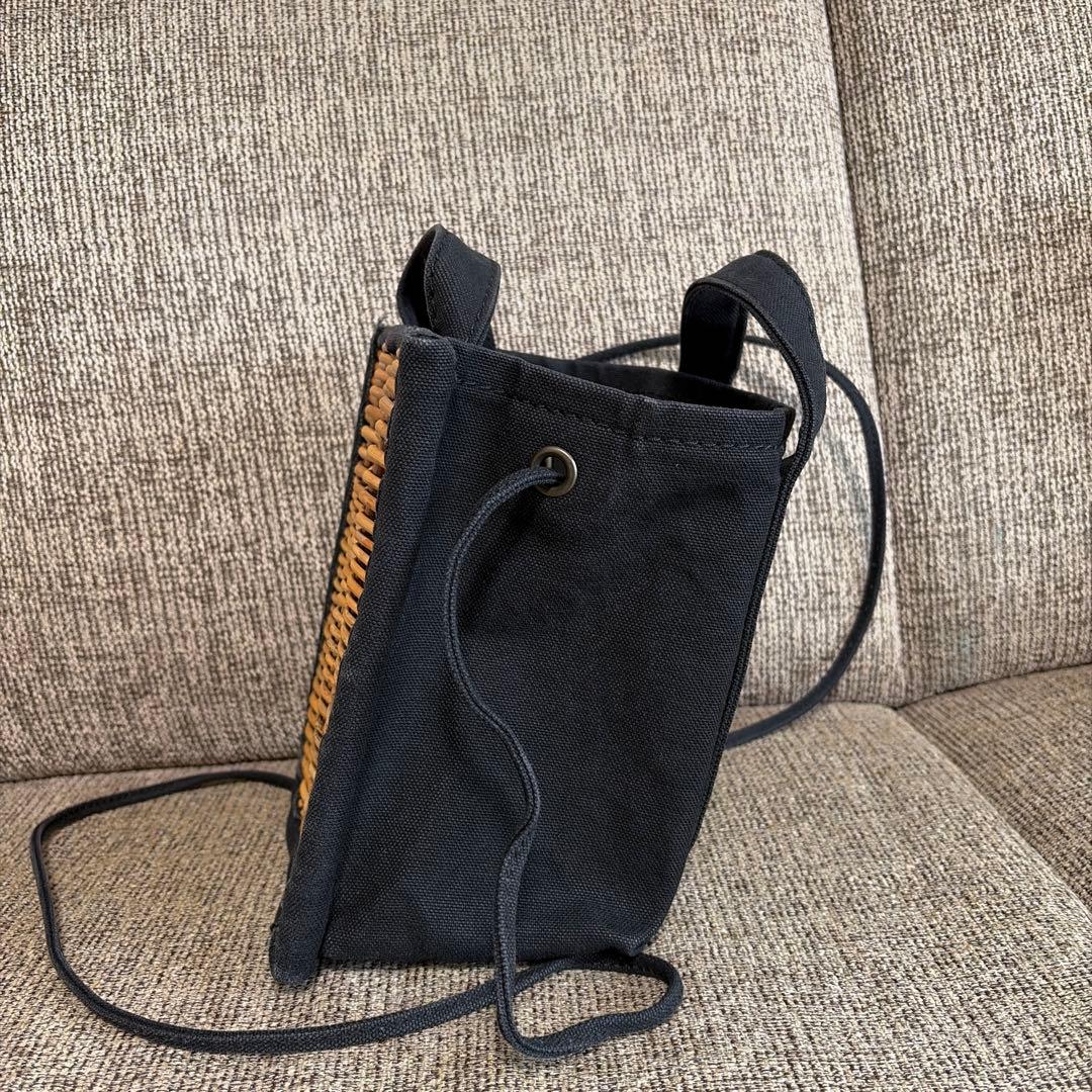 ふくこエバゴス かごバッグ ショルダー 2way ブラック　ステッチ