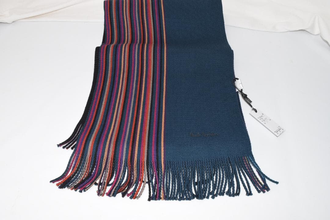 新品☆Paul Smith ダブルフェイス ハーフ ストライプ マフラー 緑＆黒