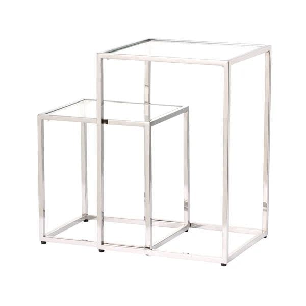 Francfranc レーヌ ネストテーブル S クリア×シルバー