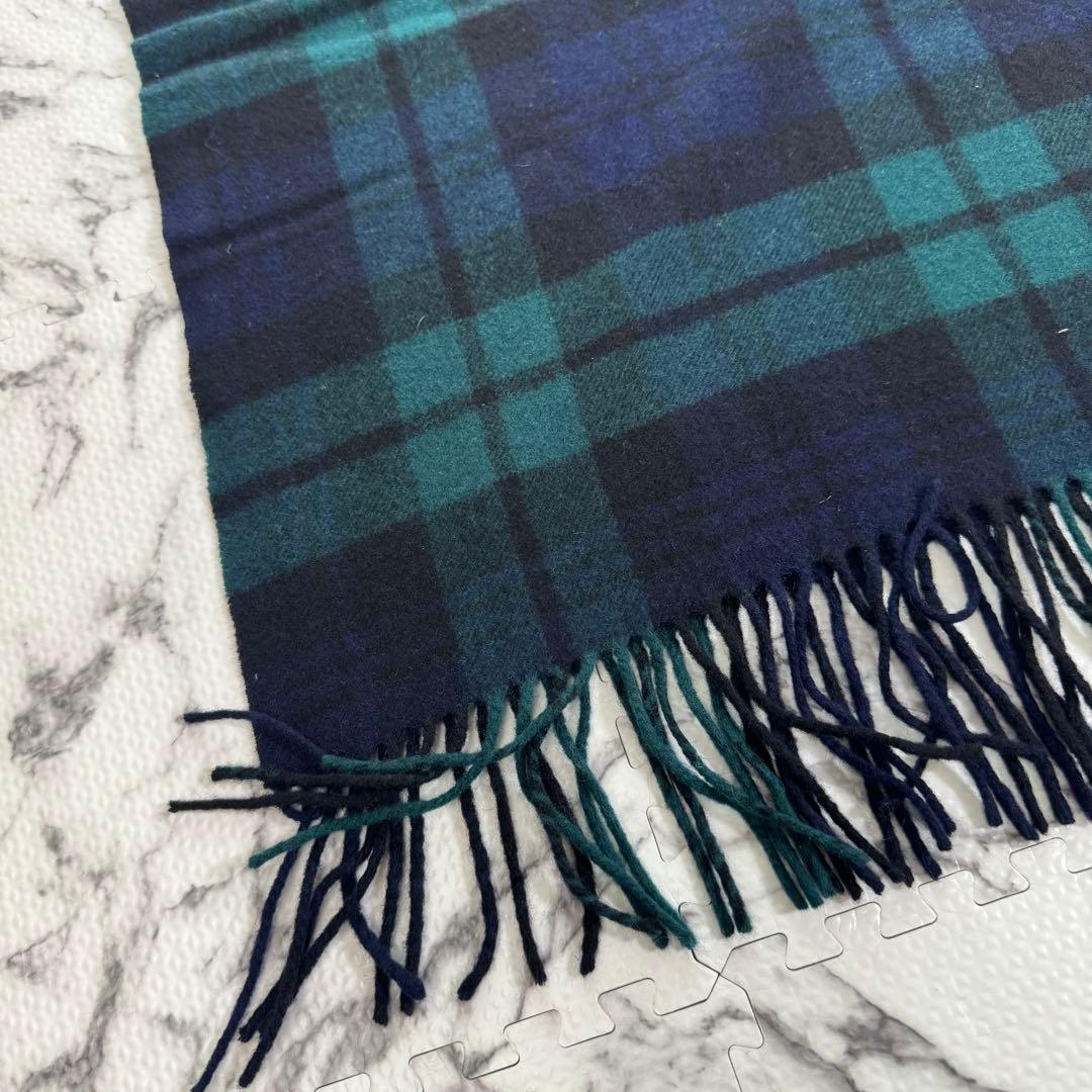 ジョンストンズ　大判ストール　カシミヤ100% ブラックウォッチ　チェック柄